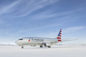 AN AMERICAN AIRLINES 737 PLANE SITS ON THE TARMAC