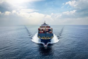 A LARGE CONTAINER SHIP AT SEA 